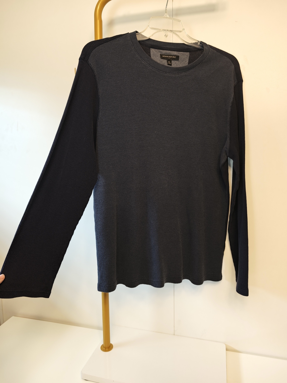 Waffle Texture Banana Republic Thermal Top Men XL Navy Two-Tone Long-Sleeve